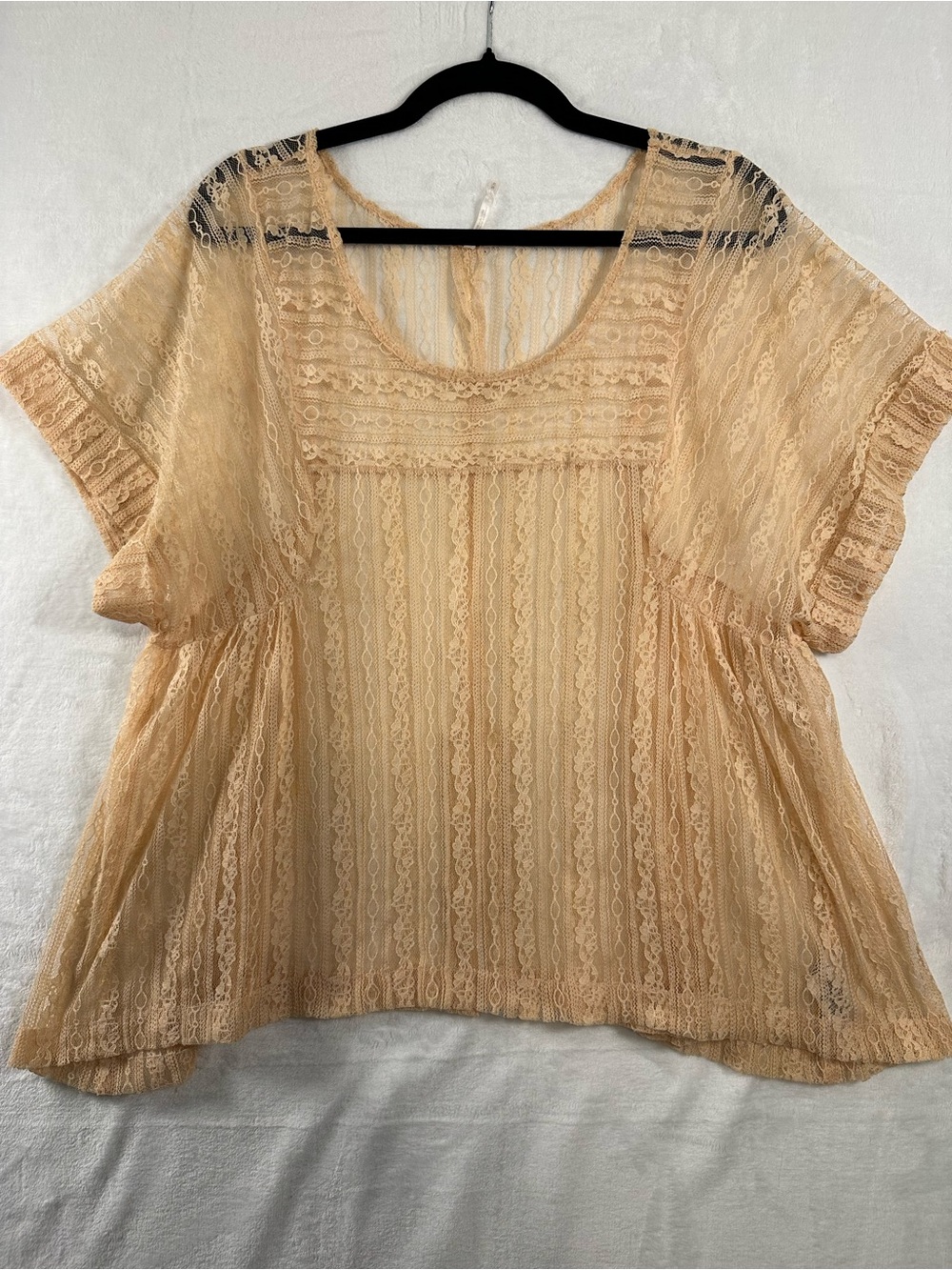 Free People Peach Lace Boho Scoop Neck Tunic